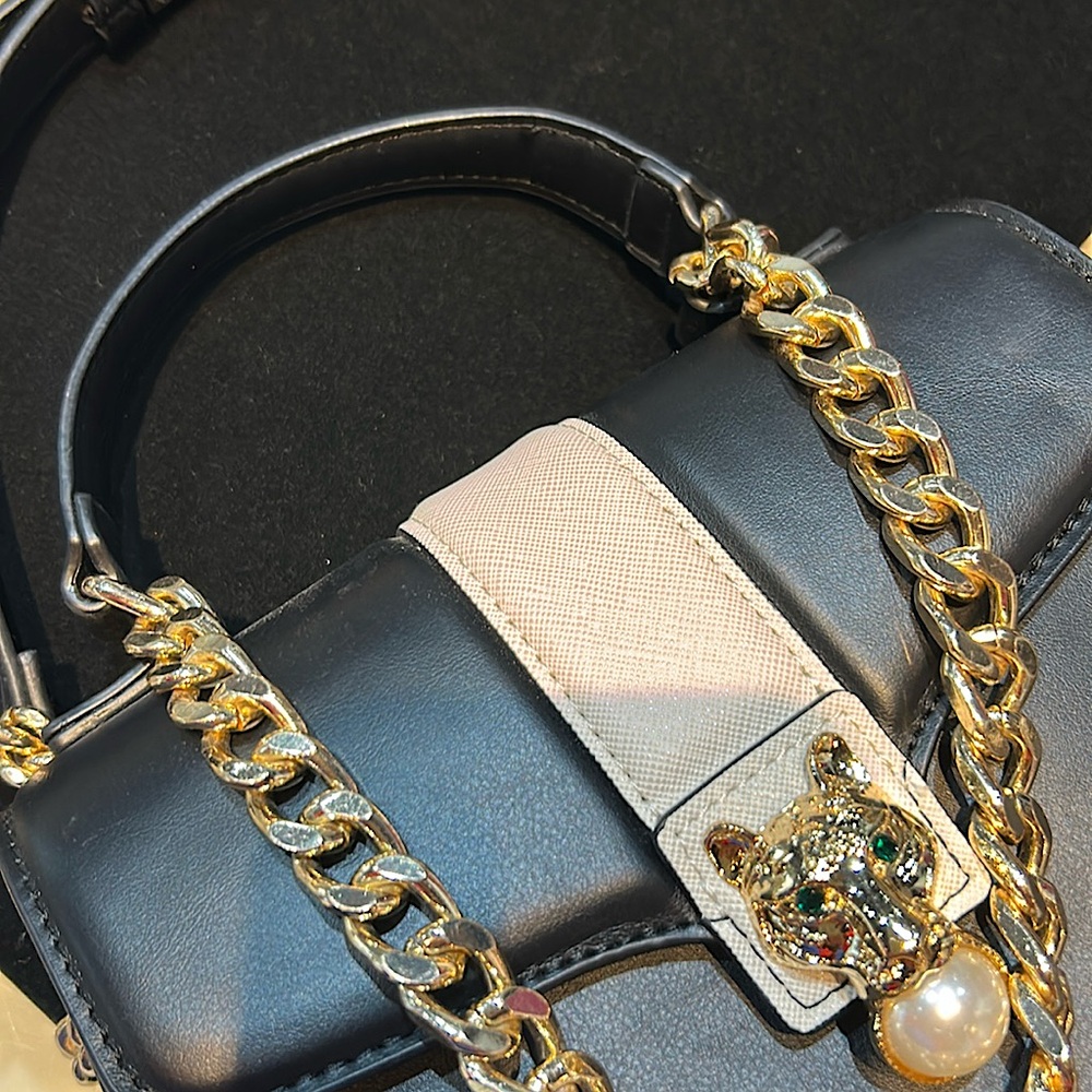 Aldo Black and Cream Satchel - Picture 2 of 3
